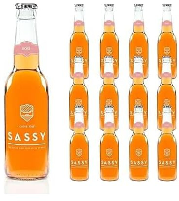 Maison Sassy Rosé Craft Cider 3% Abv - 12 x 330ml - Hand-Crafted Traditional Normandy Fruit Cider, Premium-Quality, Low Calorie, Low Alcohol, Gluten Free, 100% Natural & No Added Sugar