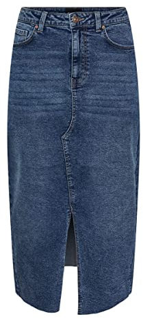 PIECES Pcjessie HW Denim Midi Falda Noos Exp Vaquera, Medio De Mezclilla Azul, XL para Mujer