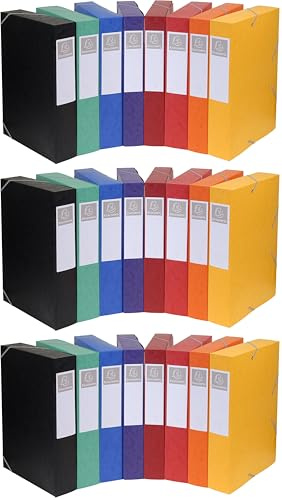 Exacompta - Ref 19500H - Cartobox Pressboard Filing Box - 25 x 33cm, Suitable for A4+ Documents, Elastic Straps on 2 Corners, 50mm Spine, FSC-Certified (Pack of 3)