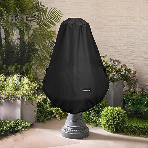 ANartcle Outdoor-Brunnenabdeckung, D 81,3 x H 96,5 cm, 600D wasserdicht, strapazierfähig, Outdoor-Brunnenabdeckungen, Gartenbrunnenstatue, Schutzhülle, Schwarz