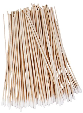 Tiuimk 6-inch Cotton Swabs with Sturdy Extra-Long Birch Wood Handle (2 Packs) Ideal for Cleaning, Makeup, Crafts, and More 100% Pure Cotton White