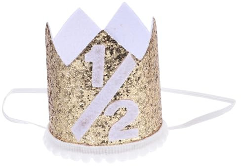 HOMSFOU Halber Geburtstagshut Geburtstagsparty-hüte Krone Zum 1. Geburtstag Baby Blumenkrone ? 1/2 Geburtstag Krone Kopfschmuck S?uglingsprinzessin Neugeborener Hut Fee Kind Vlies