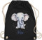 Turnbeutel Rucksack - Zootiere - Elefant Dickhäuter Grauer Riese Rüsseltier - Unisize - Schwarz - tasche für kita elefanten geschenke beutel und elefantenmotiv sportbeutel junge elephant