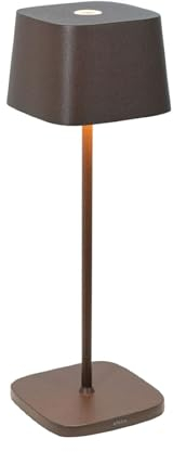 Zafferano, Ofelia Lampe, Kabellose, Wiederaufladbare Tischlampe mit Touch Control, Auch für den Außenbereich Geeignet, Dimmer, 2200-3000 K, Höhe 29 cm, Farbe Corten