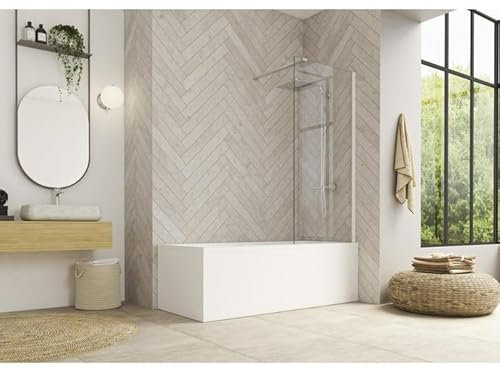 Pare-baignoire fixe verre transparent - 1 ventail - 150 x 80 cm - Ibiza - Kinedo