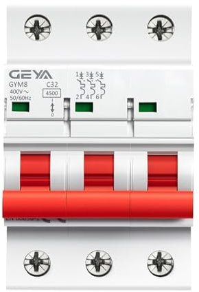 Mini disjoncteur triphasé 6A 10A 16A 20A 25A 32A 40A 50A 63A 220V, Courbe C avec (Color : 3 Pole C Curve, Size : 10A)