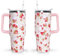 Mindunm Trinkbecher mit süßem Erdbeerdruck, mit Griff und Strohhalm-Deckel, Erdbeer-Thema, Geschenke für Frauen, doppelt isoliert, Reise-Kaffeetasse, 1,2 l