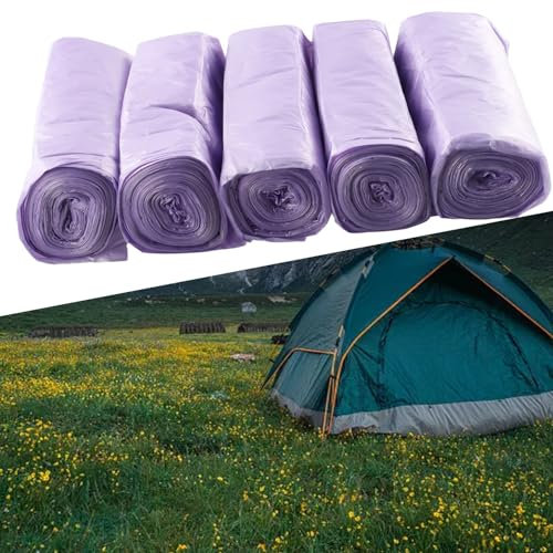 Portable Camping Festival Toilet Composting Bag, , Hygienic and Biodegradable 5 Rolls, 75 pcs(Black)