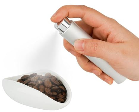 watchget Coffee Bean Dosing Cup & Static Reduction Spray Bottle Kit for Espresso Bar, Ceramic Single Dose Tray for Brewing/Tea, Barista Accessories Set, White