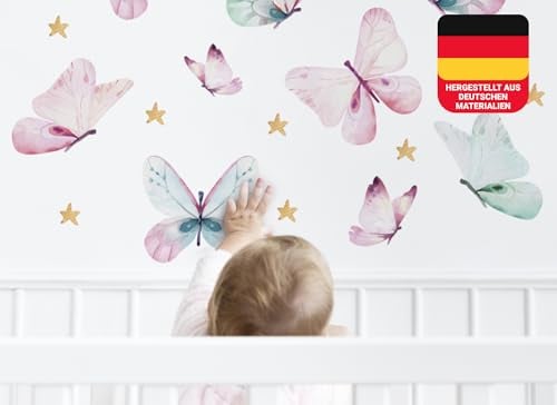 Osomhome Wandtattoo Kinderzimmer Mädchen & Junge: Schmetterling (100x70cm) | Kinderzimmer & Babyzimmer Deko | Wandsticker & Wanddeko Kinderzimmer | Wandaufkleber Kinderzimmer, Wall Stickers os3016-1