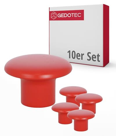 Gedotec Möbelknöpfe für Kinderzimmer | Durchmesser 32 mm | Farbe Rot | 10 Stück | Möbelgriffe Kunststoff | COLOUR | Schrankknöpfe bunt | Möbelknauf Kinder | moderne Griffe Möbel | Schrankknauf