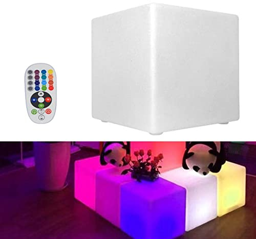 AUYART 7 Farben einstellbar Leuchtwürfel Hocker Sitzwürfel mit Fernsteuerung - LED Einstellbare Lichtfarben Stuhl Sitz 3,6w,Geeignet für Haus, Bar, KTV dekorative Lichter 30 * 30 * 30cm