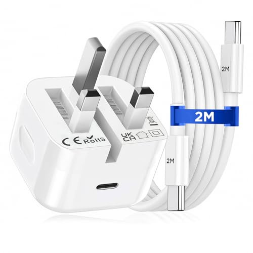 25W Fast Charger Plug For iPhone 16/16e Charger 2M High Speed Charger Cable | [MFi Certified] USB C to C Chargeing Cable For iPhone 15/16/Pro/Plus/Pro Max For iPad Pro/Air/Mini USB C PD Charger Plug