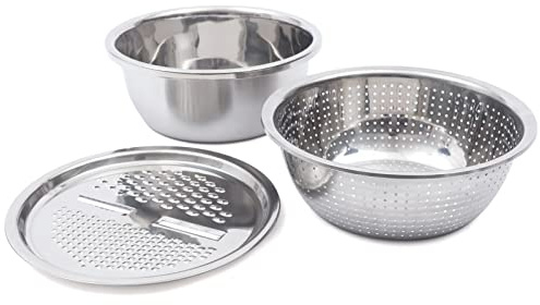 Drain Basket Vegetable Cutter Multifunctional Kitchen Grater 3 In 1 Kitchen Colanders Bowl Multifunctional Vegetable Cutter Multifunctional Stainless Steel Basin Fruit and Vegetable Cutter Bowl Egetab