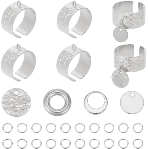 DELORIGIN Gothic Punk Kette Fingerring Set Silber Edelstahl Offener Ring Charms Verstellbar Für Frauen Ohrring Armband Schmuckherstellung