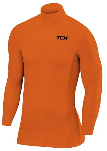 TCA SuperThermal Maglia Termica Collo Alto per Uomo a Compressione con Maniche Lunghe - Arancia, L