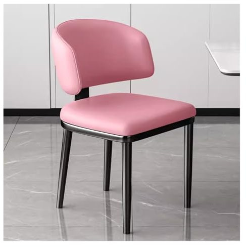 Chaises de salle à manger en similicuir rose de style industriel avec pieds en métal