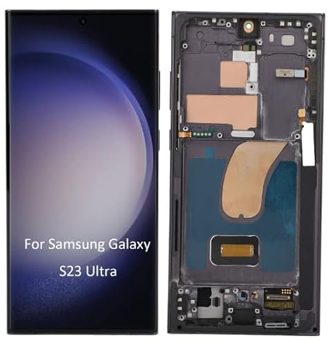 Culnflun Galaxy S23 Ultra 5G SM S918B Kit de Reemplazo de Pantalla 6.8 con Marco Sensor de Huellas Dactilares táctil digitalizador Conjunto reparación Kit Versión Internacional de la UE(Negro)