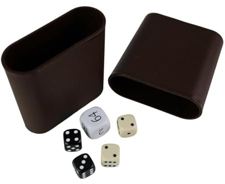 Chessgammon Ersatz-Backgammon-Würfel-Set und Würfelbecher, weißer Doppelwürfel, cremefarben und schwarz