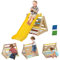 AIYAPLAY 5 en 1 Triangle d'escalade avec Toboggan Enfants, Parcours motricité bébé 18-48 Mois, Sacs de Sable et Filet d'escalade Inclus, Charge 50 kg, Multicolore