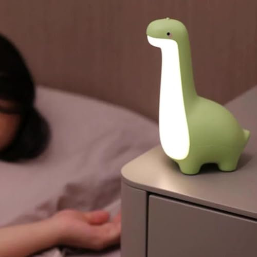 Cute Dinosaur Night Light, Rechargeable Dino Lamp with Cute Shape Room Decor,Portable Bedside Bed Lamp for Bedroom, Living Room, Desk Decorations, Birthday Gifts (Green)