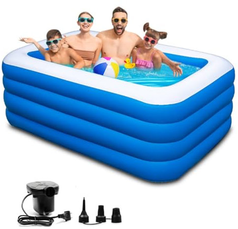 Piscina gonfiabile, 200,7 x 147,3 x 73,7 cm, grande, extra large, resistente e spessa, per esterni, giardino, cortile.