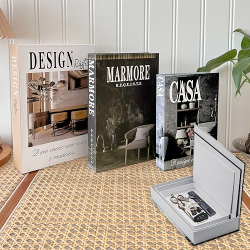YUJUVI Deko Bücher für Heimdekor 3er Set Deko Buch Aufbewahrungs Box Nesting Buchbox Stapeln Buchattrappe Box Fake Books Dekorative für Home Couchtisch Dekobücher für Büro (3-Teilig Bücher Box E)
