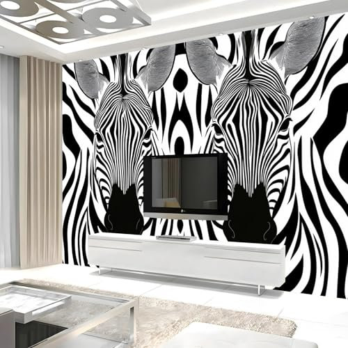 Papier Peints Geant Zèbre Animal Panoramique, 450×315cm Personnalisé 3D ThèMe Bande Wallpaper Pour Salon Chambre D'enfant DéCoration Murale