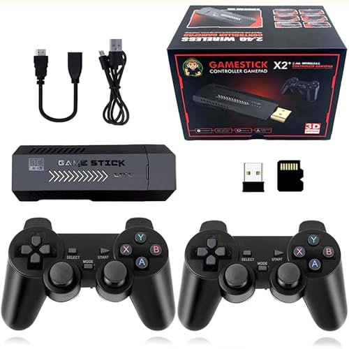 Retro Game Console, X2 Plus TV Stick with 40000+ Games & 128G, Dual Wireless Controllers for All TVs
