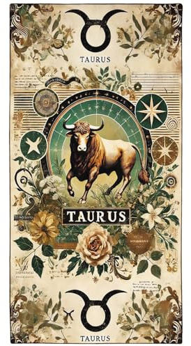 YISUMEI Mikrofaser Strandtuch XXL, Strandhandtuch Leicht Badehandtuch Schnelltrocknend, astrologisches Design – 180 x 90 cm – Sternzeichen Stier