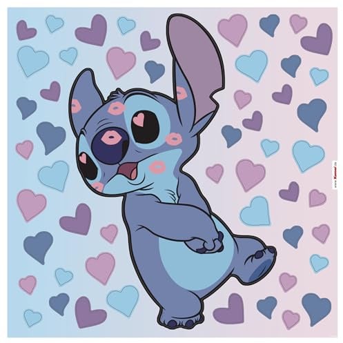 Stitch Let Your Heart be Light - Wandsticker, Wandtattoo, Wandaufkleber, Disney - Größe 33x33 cm - selbstklebend, Bunt