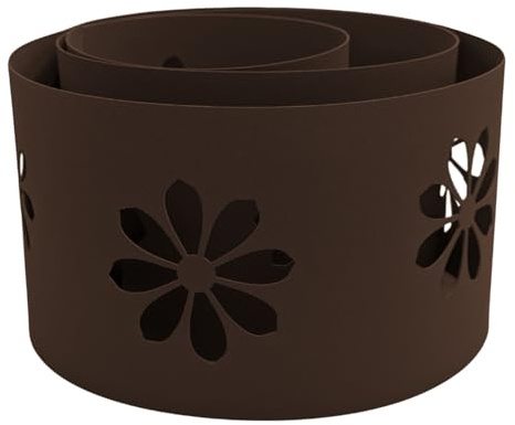 zaun|zu Premium dekor Sonnenblume | Sichtschutzstreifen mit Lasermuster für Doppelstabzaun | Sichtschutz | Made in Germany | UV-Stabil | modernes Design Braun 2,55m