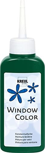 KREUL 42719 - Window Color moosgrün 80 ml, Fenstermalfarbe auf Wasserbasis, mit strukturierter Oberfläche, für Glas, Spiegel, Fliesen und andere glatte Flächen