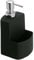 Wenko Dispensador de lavavajillas Festival, dispensador para la Cocina, cerámica de Calidad con Superficie Suave al Tacto, Compartimento Extra para Estropajo, 380 ml, 10 x 18 x 10 cm, Negro