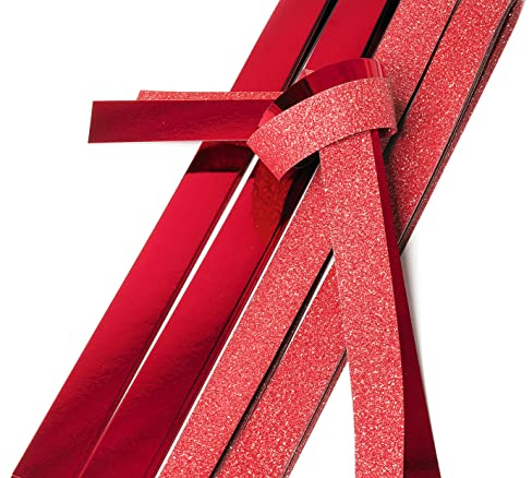 24x Quilling Papier-Streifen Glitter-RotFaltstreifen Fröbelstreifen Paper Flechtsteifen