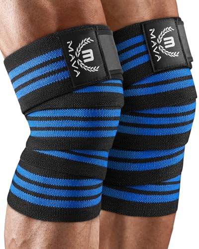 Mava Fasce per Ginocchia (Coppia) per Uomini e Donne - Ginocchiera Sportiva ed Elastica per Palestra - Compressione da 183 cm