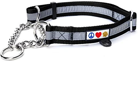 Pawtitas Martingale Ketten-Hundehalsband Welpenhalsband Reflektierendes Hundehalsband Trainingshalsband für Hunde Ketten-Erziehungshalsband für Hunde Halsband Groß Hundehalsband Schwarz Hundehalsband