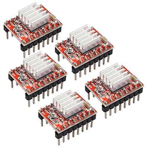 HALJIA 5 x A4988 StepStick Stepper Motor Driver Modul + Kühlkörper Kompatibel mit 3D-Drucker RepRap