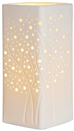 GILDE Design Lampe - Tischlampe aus Porzellan - Deko Wohnzimmer - Höhe 27 cm