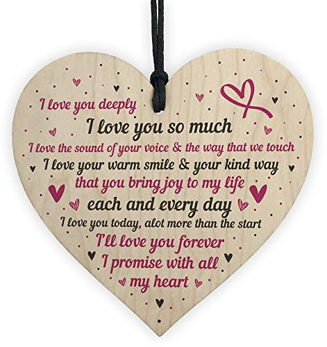 RED OCEAN Love Sign Wooden Heart Plaque Birthday Anniversary For Him For Her Soulmate