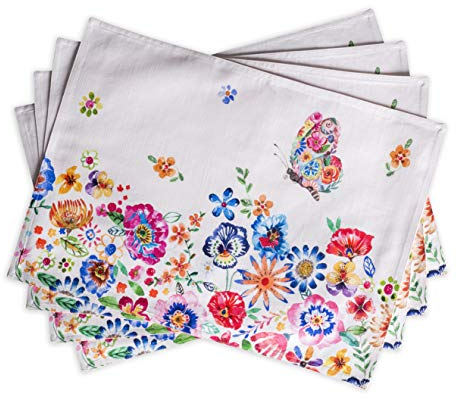 Maison d'Hermine Tischsets, 100% Baumwolle, 4er-Set, dekorative Tischsets, Ostern waschbare Tischsets für Zuhause, Happy Florals - High Summer – Frühling/Sommer (33 cm x 48 cm)