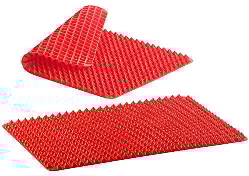 Rosenstein & Söhne Backofenmatte: 2er-Set Silikon-Backmatten mit Pyramiden-Noppen, antihaftbeschichtet (Silikon Backofenmatte, Topfuntersetzer, Grillmatte)