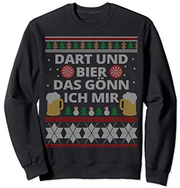 Lustiges Dart Kostüm Ugly Christmas Sweater Weihnachtspulli Sweatshirt