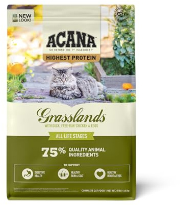 ACANA Grain-free Dry Cat Food Grasslands Chicken Duck Turkey Fish and Quail 4lb Bag