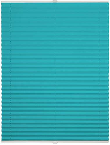 ondeco Plissee ohne Bohren mit Klemmträger, Sonnenschutz für Fenster innen, Jalousien Fenster ohne Bohren Blickdicht, Faltrollo Sichtschutz für Tür Fensterrahmen, Rollo Türkis 85x210 cm