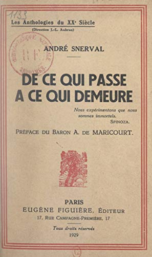 De ce qui passe à ce qui demeure (French Edition)
