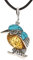Artisana-Schmuck Bernstein Anhänger (ohne Kette), Eisvogel mit Bernstein und Türkis, gefasst in 925/000 Sterling Silber
