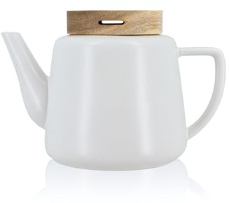 OGO LIVING - Théière enzo en porcelaine blanche et couvercle bois 680 ml - 7912045