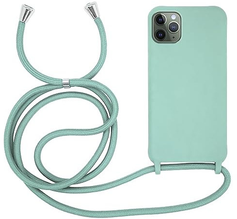 MyGadget Cover per iPhone 11 Pro Max - Custodia con Corda - Case con Cordino Opaca Antiurto | Bumper con Laccio | Tracolla - Practical Stylish Verde menta