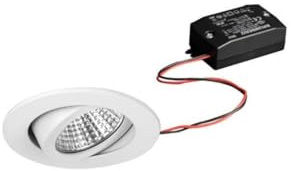 Brumberg LED Einbaustrahler-Set inkl. Konverter, IP20, rund, 230V, 7W 4000K 770lm 38°, schwenkbar, Weiß